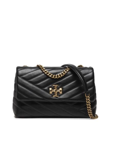 Tory Burch Torebka Kira Chevron Small Convertible 90452 Czarny. Czarne torebki do ręki damskie Tory Burch, bez wzorów, ze skóry, bez dodatków. Za 2,249.00 zł.