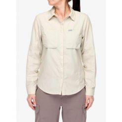 Koszula przeciw komarom damska Columbia Skien Valley Long Sleeve Shirt. Brązowe koszule damskie Columbia, bez wzorów, sportowe, bez kołnierzyka, bez ramiączek. Za 351.99 zł.
