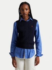 Polo Ralph Lauren Sweter 211971882501 Granatowy Slim Fit. Niebieskie swetry nierozpinane damskie Polo Ralph Lauren, xl, bez wzorów, z bawełny, bez kołnierzyka, bez ramiączek. Za 729.99 zł.