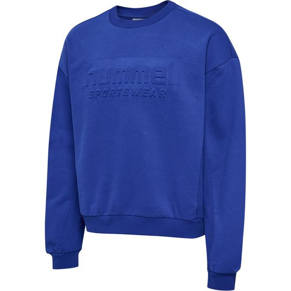 Bluza Hummel Boxy Logo. Niebieskie bluzy damskie Hummel, xl, bez wzorów, z bawełny, sportowe, bez ramiączek, bez kaptura. Za 221.00 zł.