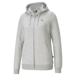 Bluza dresowa damska Puma ESS SMALL LOGO. Szare bluzy damskie Puma, s, bez wzorów, z dresówki, bez ramiączek, z kapturem. Za 210.60 zł.