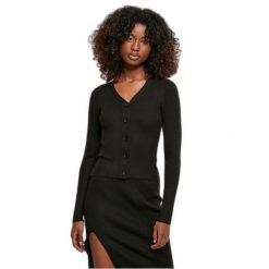 Damski kardigan z dzianiny prążkowanej Urban Classics GT. Czarne kardigany damskie Urban Classics, xl, bez wzorów, z dzianiny, eleganckie, bez kołnierzyka. Za 165.00 zł.