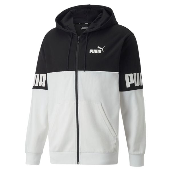 Bluza z kapturem z pełnym zamkiem błyskawicznym Puma Power Colorblock TR. Białe bluzy męskie Puma, xs, bez wzorów, z kapturem, na fitness i siłownię. W wyprzedaży za 236.25 zł.