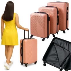 Walizka Podróżna Zestaw Walizek Duża Średnia Mała. Czerwone walizki damskie TRIZAND, bez wzorów, duże. Za 256.90 zł.