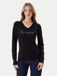 Guess Sweter W5YR24 Z2NQ2 Czarny Regular Fit. Czarne swetry nierozpinane damskie Guess, s, z aplikacjami, z wiskozy, bez kołnierzyka, bez ramiączek. Za 249.99 zł.