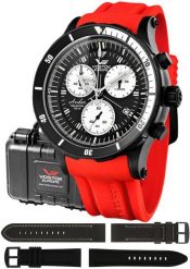 Zegarek męski Vostok Europe 6S30-5104184SR czerwony. Czerwone zegarki męskie Vostok Europe, bez wzorów. Za 4,205.86 zł.
