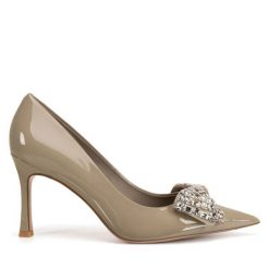 Szpilki Eva Minge. Brązowe szpilki damskie Eva Minge, bez wzorów, bez obcasa, na szpilce, bez zapięcia. Za 429.99 zł.