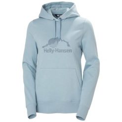 Bluza z kapturem damska Helly Hansen Nord Graphic. Niebieskie bluzy damskie Helly Hansen, xs, bez wzorów, z bawełny, eleganckie, bez ramiączek, z kapturem. Za 422.00 zł.