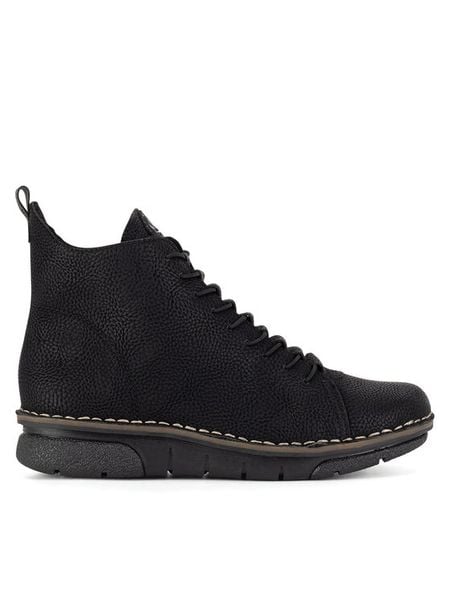 Rieker Botki 73333-00 Czarny. Czarne botki damskie Rieker, bez wzorów, z materiału, bez obcasa, na płaskiej podeszwie, bez zapięcia. Za 251.99 zł.