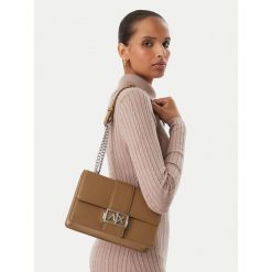Torebka Armani Exchange. Brązowe listonoszki damskie Armani Exchange, bez wzorów, bez dodatków. Za 704.99 zł.