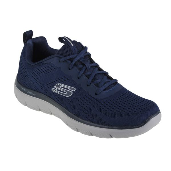 Buty sportowe Sneakersy męskie, Summits-Torre. Niebieskie buty sportowe męskie Skechers, bez wzorów, bez zapięcia, trekkingowe. Za 259.99 zł.