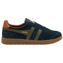 Zamszowe buty sportowe Gola Hurricane. Niebieskie buty sportowe męskie Gola, bez wzorów, z zamszu, bez zapięcia. Za 425.50 zł.