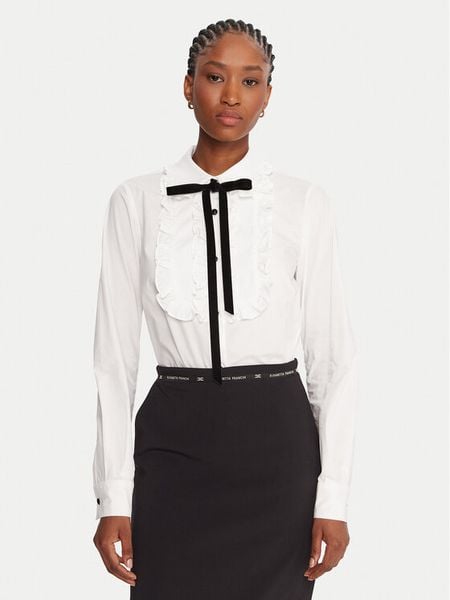 Luisa Spagnoli Koszula Luli 542457 Biały Regular Fit. Białe koszule damskie Luisa Spagnoli, bez wzorów, z bawełny, bez kołnierzyka, bez ramiączek. Za 829.99 zł.