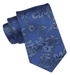 Krawat Męski, Klasyczny - ALTIES - Ciemnoniebieski, Kwiaty. Niebieskie krawaty i muchy Alties, bez wzorów, z tkaniny, eleganckie. Za 49.00 zł.