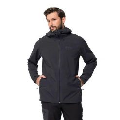 Kurtka przeciwdeszczowa męska Jack Wolfskin Highest Peak. Niebieskie kurtki sportowe męskie Jack Wolfskin, l, bez wzorów, z materiału, bez kaptura, trekkingowe. Za 659.00 zł.