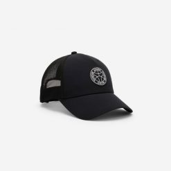 Czapka z daszkiem fitness Domyos. Czarne czapki damskie DOMYOS, bez wzorów, z materiału, eleganckie. Za 39.99 zł.