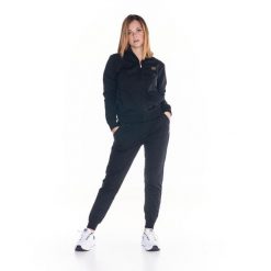 Bluza miękka z zamek błyskawiczny na co dzień. Czarne bluzy damskie LEONE 1947 APPAREL, xs, bez wzorów, z dresówki, sportowe, bez ramiączek, bez kaptura. W wyprzedaży za 246.29 zł.