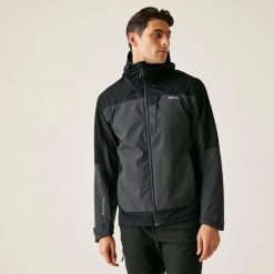 Kurtka turystyczna przeciwdeszczowa męska Highton Stretch wodoodporna. Szare kurtki męskie Regatta, m, bez wzorów, z tkaniny, sportowe, bez kaptura. W wyprzedaży za 329.99 zł.