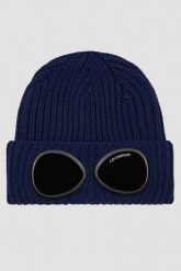 C.P. COMPANY Granatowa czapka Knit Cap. Niebieskie czapki męskie C.P. Company, bez wzorów, z wełny. W wyprzedaży za 439.99 zł.