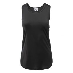 Damski tank top Martes Essentials Amio. Czarne topy damskie MARTES ESSENTIALS, bez wzorów, eleganckie, bez kołnierzyka, bez ramiączek. Za 41.08 zł.