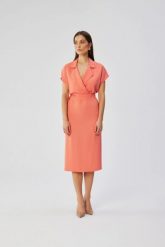 Elegancka sukienka ołówkowa z kołnierzem pomarańczowa. Brązowe sukienki damskie Stylove, do pracy, uniwersalny, bez wzorów, z elastanu, biznesowe, bez kołnierzyka, bez ramiączek, midi, dopasowane. Za 349.00 zł.