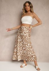 Brązowo-Beżowa Panterkowa Spódnica z Wiskozy High Waist Fevirellea. Brązowe spódnice damskie Renee, na co dzień, m, bez wzorów, z wiskozy, eleganckie, z podwyższonym stanem, maxi, dopasowane. Za 39.99 zł.