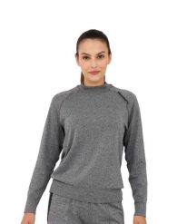 Bluza damska wełniana Brubeck OUTDOOR MERINO. Szare bluzy damskie Brubeck, xl, bez wzorów, z materiału, klasyczne, bez ramiączek, bez kaptura. Za 249.00 zł.