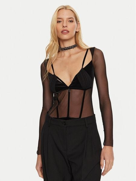 Patrizia Pepe Body 2M4400/J230-K103 Czarny Regular Fit. Czarne body Patrizia Pepe, bez wzorów, z syntetyku. Za 669.99 zł.