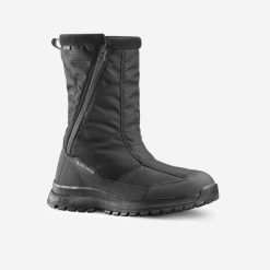 Buty turystyczne śniegowce męskie Quechua SH100 zamek. Czarne buty zimowe męskie QUECHUA, na zimę, bez wzorów, bez obcasa, bez zapięcia. Za 179.99 zł.