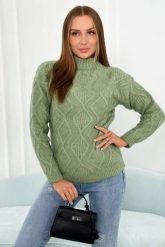 Sweter z ozdobnym splotem ciemny miętowy. Zielone swetry nierozpinane damskie KESI, l, bez wzorów, z wełny, eleganckie, bez kołnierzyka, plus size, bez ramiączek. Za 150.97 zł.