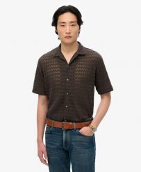 Superdry Koszula Knitted Texture w czarnym szydełkowym wzorze. Czarne koszule damskie Superdry, na lato, l, bez wzorów, z bawełny, klasyczne, bez kołnierzyka, bez ramiączek. Za 238.00 zł.