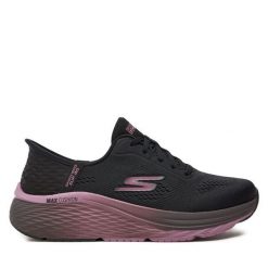 Buty do biegania Skechers. Czarne obuwie sportowe damskie Skechers, bez wzorów, bez zapięcia, do biegania. Za 459.99 zł.