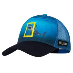 Czapka z daszkiem dla dorosłych Buff National Geographic Trucker Cap L/XL. Niebieskie czapki damskie Buff, bez wzorów, z elastanu, sportowe. Za 73.99 zł.