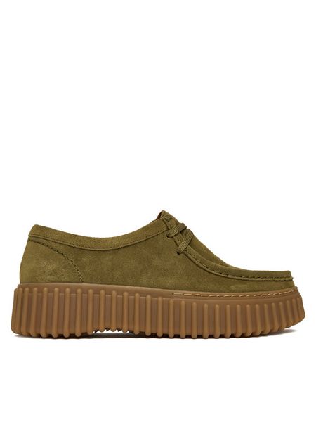 Clarks Półbuty Torhill Bee 26184586 Khaki. Brązowe półbuty damskie Clarks, bez wzorów, ze skóry, bez obcasa, na płaskiej podeszwie, bez zapięcia. Za 339.99 zł.