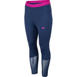 Legginsy treningowe damskie SPDF002 - ciemny granat. Legginsy damskie 4F, bez wzorów, z materiału. W wyprzedaży za 59.99 zł.