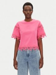 Morgan T-Shirt 251-DFUTUR M Różowy Regular Fit. Czerwone t-shirty damskie Morgan, m, bez wzorów, z bawełny, bez kołnierzyka, bez ramiączek. Za 119.99 zł.