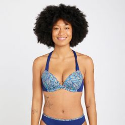 Góra kostiumu kąpielowego surfingowego damska Olaian Elena Foly. Bikini OLAIAN, bez wzorów. Za 79.99 zł.