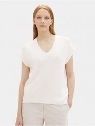 Tom Tailor Sweter 1040334 Écru Loose Fit. Swetry nierozpinane damskie Tom Tailor, m, bez wzorów, z bawełny, bez kołnierzyka, bez ramiączek. Za 109.99 zł.