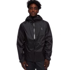 Kurtka Przeciwdeszczowa Męska Black Diamond Treeline Rain Shell. Czarne kurtki męskie Black Diamond, l, bez wzorów, sportowe, bez kaptura. Za 549.99 zł.