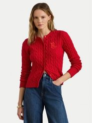 LAUREN RALPH LAUREN Kardigan 200932225015 Czerwony Regular Fit. Czerwone kardigany damskie Lauren Ralph Lauren, s, bez wzorów, z bawełny, bez kołnierzyka. Za 902.99 zł.