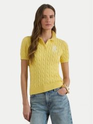 LAUREN RALPH LAUREN Sweter 200932224017 Żółty jasny Slim Fit. Żółte swetry nierozpinane damskie Lauren Ralph Lauren, s, bez wzorów, z bawełny, bez kołnierzyka, bez ramiączek. Za 769.99 zł.