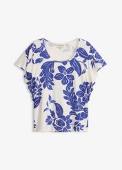 T-shirt z miękkiej mieszanki wiskozy. Białe t-shirty damskie bonprix, bez wzorów, z wiskozy, bez kołnierzyka, bez ramiączek. Za 79.99 zł.