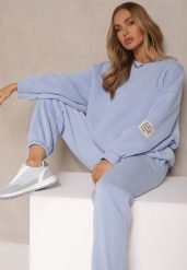 Niebieski Komplet Dresowy z Polarową Podszewką Bluza i Joggery Ziline. Niebieskie bluzy damskie Renee, bez wzorów, z bawełny, eleganckie, bez ramiączek, bez kaptura. Za 159.99 zł.