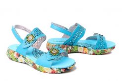 LAURA VITA 0007692 Sanao 53 turquoise, sandały damskie. Niebieskie sandały damskie Laura Vita, bez wzorów, ze skóry, bez obcasa, bez zapięcia. Za 354.90 zł.