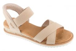 Sandały damskie, Desert Kiss-Golden Lily. Niebieskie sandały damskie Skechers, bez wzorów, z materiału, bez obcasa, bez zapięcia. Za 289.99 zł.