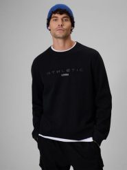 4F Bluza dresowa regular bez kaptura męska - czarna S. Czarne bluzy sportowe męskie 4F, m, z aplikacjami, z dresówki, bez kaptura. Za 169.99 zł.