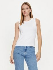 Gap Top 540735-04 Biały Slim Fit. Białe topy damskie GAP, xxs, bez wzorów, z bawełny, bez kołnierzyka, bez ramiączek. Za 59.99 zł.