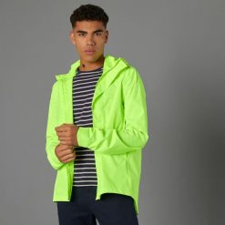 Kurtka Przeciwdeszczowa Na Rower Miejski 120 Ppe Męska. Żółte kurtki męskie B'TWIN, l, bez wzorów, z materiału, sportowe, bez kaptura. Za 119.99 zł.