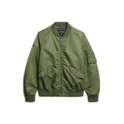 Kurtka puchowa Superdry Bomber Merchant MA1. Zielone kurtki męskie Superdry, m, bez wzorów, z puchu, bez kaptura. Za 457.85 zł.