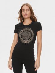 Guess T-Shirt Camelia W4RI47 J1314 Czarny Slim Fit. Czarne t-shirty damskie Guess, s, z aplikacjami, z bawełny, bez kołnierzyka, bez ramiączek. Za 139.99 zł.